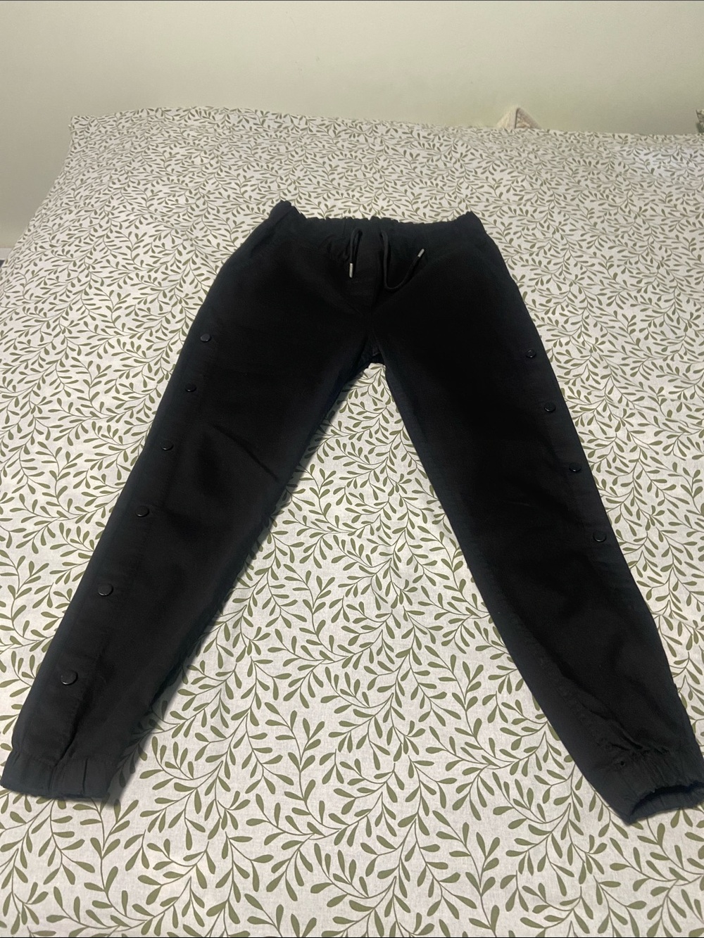 Women Black Snap-Button Jogger Pants - Casual Athletic Fit